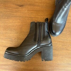 Jeffrey Campbell Black Leather Ankle Boots